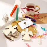 Tatuo 30 Pieces Wooden Angel Shape Cutouts Crafts Blank Wood Hanging Ornaments with 3 Rolls