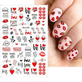 Valentines Day Nail Art Stickers Decals Valentines Day Nail Decorations Heart Love Self-Adhesive Slider Letters Nail Art Decorations Valentine's Day Decals Manicure Accessories 6 Sheets (C)