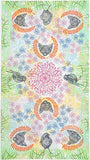 White with cat Bird Leaf Flower Fabric Robert Kaufman Lucy and Ollie Digital (per 0.5 Yard Unit)