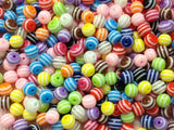 100pc 8mm Striped Resin Bubblegum Beads Necklace Beading Supplies