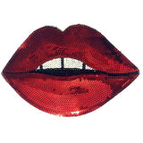 Special100% 2 PC Large Red Lips Patches,Iron On Patches Or Sew on for Clothing Glitter Sequin
