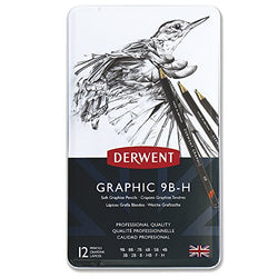 Derwent Graphic Drawing Pencils, Soft, Metal Tin, 12 Count (34215)