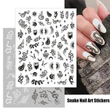 8 Sheets Halloween Nail Stickers Skull Goth Nail Decals 3D Self Adhesive Nail Art Supplies Gothic Punk Snake Skull Skeleton Ghost Nail Stickers for Acrylic Nail Art Decoration DIY Manicure Tips