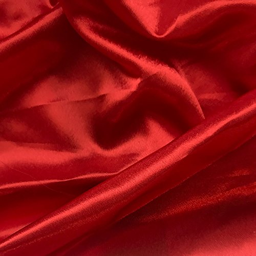 Crepe Back Satin Bridal Fabric Drapery Soft 60" Inches By the Yard (10 YARD, Red)