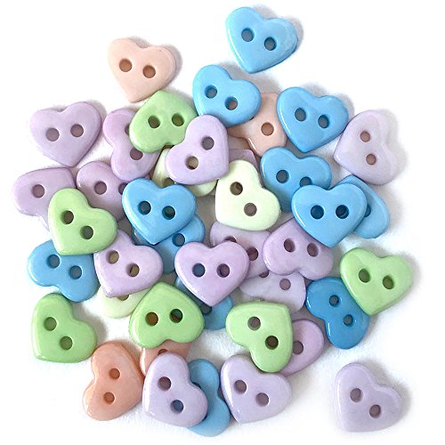 Buttons Galore Tiny Heart Buttons - 120 Pieces - Pastel - 3 Packs