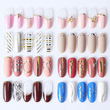 Line Nail Art Stickers Decals Metal Line Nail Supply Rose Gold 3D Self-Adhesive Nail Decals Metal Curve Stripe Lines Design DIY Letter Nail Sticker Adhesive Decoration Foil Accessory 6 Sheet