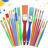 MCpinky Childrens Paint Brushes, 17 Pack Paint Brushes Set Kid Starter Kit Value Pack for Watercolor, Oil, Acrylic, Crafts, Rock, Face Painting, Craft Paint Brushes for Kids