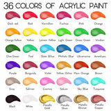 Acrylic Paint Set of 36 Colors 2fl oz 60ml bottles,Non Toxic 36 Colors Acrylic Paint No Fading Rich Pigment for Kids Adults Artists Canvas Crafts Wood Painting