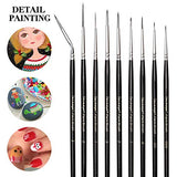 Dainayw Fine Detail Paint Brush Set - 9 Pieces Miniature Brushes for Watercolor, Acrylic Painting, Airplane Kits, Face, Nail, Scale Model Painting, Line Drawing