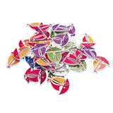 RayLineDo Pack of 50pcs Buttons Multi Color Sailboat Shaped 2 Holes Wooden Buttons for Sewing and