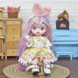 SISON BENNE 16cm Mini Cute BJD Dolls 1/8 Ball Jointed Girl Doll with Fashion Clothes Full Outfits Shoes Wigs Makeup, Best Gifts for Kids (30#)