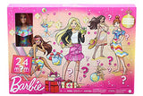 Barbie Advent Calendar with Barbie Doll (12-in), 24 Surprises Including Day-to-Night Trendy Clothing & Accessories, Festive Holiday Themed Packaging for Kids 3 to 7 Years Old