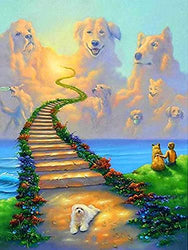 TheShai 5D Diamond Painting Kits Dog，Heaven Stairs Diamond Art Paint with Round Full Drill Crystal Rhinestone Embroidery Cross Stitch for Home Wall Decorations (30x40cm) 12x16Inch