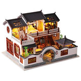 Spilay DIY Dollhouse Miniature with Wooden Furniture Kit,Handmade Mini Home Craft Model Chinese Style Plus with LED & Music Box,1:24 Scale Creative Doll House Toys for Teens Adult Gift (Ancient Dream)