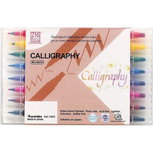Kuretake Zig MS34008V Memory System Calligraphy Markers, Multicolor, 8-Pack