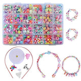 Kid Bead DIY Colorful Plastic Jewellery Making kit 24 Compartments Bracelets Making Bead Art Kit in