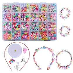 Kid Bead DIY Colorful Plastic Jewellery Making kit 24 Compartments Bracelets Making Bead Art Kit in