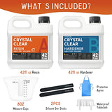 84oz Casting Epoxy Resin Kit - Crystal Clear Epoxy Resin for Wood, Molds, Jewelry Making, Table Top - Non Yellowing 2 Part Resin Kit (42oz Resin and 42oz Hardener) with Silicone Cups, Sticks