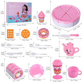 TEMI Pretend Birthday Cake for Kids, DIY 99 PCS Decorating Party Play Food Toys Set w/ Candles Fruit Dessert, Educational Kitchen Toy for Children, Toddlers, Boys & Girls, Aged 3 4 5 Year Old, Pink