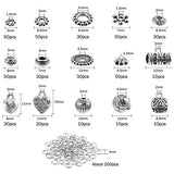 PP OPOUNT 470 Pieces 15 Style Antique Silver Tibetan Spacer Beads, Bail Tube Beads, Silver Charms