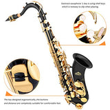 EASTROCK Tenor Saxophone B Flat Black/Gold Laquer Sax Students Beginner With Updated Carrying Case,Reeds,Cleaning Kit,Gloves,Neck Straps,Mouthpieces