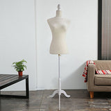 Bonnlo Female Dress Form Pinnable Mannequin Body Torso with Wooden Tripod Base Stand (White, 6)