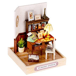 Flever Dollhouse Miniature DIY House Kit Creative Room with Furniture for Romantic Valentine's Gift (Elegant Studio)