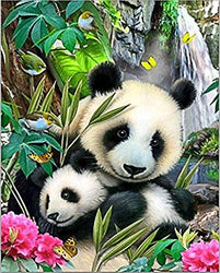 eZAKKA DIY 5D Diamond Painting by Number Kits, 8x10inches/20x25cm Panda Diamond Art Kits Crystal Rhinestone Embroidery Pictures Full Square Drill for Home Wall Decor