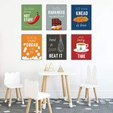 6 Set- Colorful Funny Kitchen Quote Art Print, Dessert Vegetables Tea with Motivational Saying Canvas Wall Art Printing For Kitchen Cofee Shop Decoration (Unframed,8"X10")