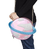 LUI SUI-Stunning Parent-child Circular planet party bag women Bestie handbag laser planet orbit bag cute shoulder bag C54 (Parent, Pink)