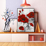 MALERON Flower Diamond Painting Kits for Adult, 5D Diamond Painting by Number Kits for Kids, Rhinestone Embroidery Drill DIY Diamond Art for Home Wall Decoration 12*16 Inch (Red)