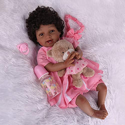 Kaydora Reborn Baby Dolls Black Girl, 22 inch Lifelike Soft Weighted Body, Silicone Laughing Doll
