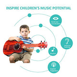 21" Guitar Ukulele Toy for Kids， Think Wing 5-in-1 Children Musical Instruments Educational Toys for Beginner Starter (Gourd Dark)