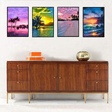 SIIYIX 6 Sets Diamond Painting by Numbers Kits 5d Full Drill for Adults Kids Beach Sea Holiday Palm Tree Coast Sunset Sunrise Scenery Landscape Housewarming Gifts, 12X16 Inch (C: 6 Sets)