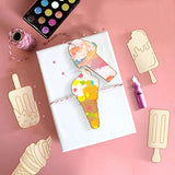 36 Pcs Unfinished Ice Cream Wood Cutouts Summer DIY Unfinished Wood Cutouts for Crafts 6 Styles Ice Cream Blank Wooden Slices Ornaments for Kids Birthday Art Paint Summer Home Decoration Craft Project