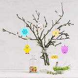 120Pcs Wooden Easter DIY Decorations Unfinished Wooden Crafts Eggs Rabbits Flower Shapes Cutouts Hanging Tags Gift Tags Treats Tags with Twines and Googly Wiggle Eyes for Party Decorations