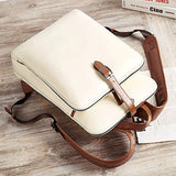 CLUCI Womens Backpack Purse Leather 15.6 Inch Laptop Travel Business Vintage Large Shoulder Bags Beige with Brown