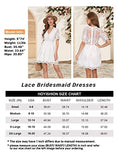 Women's V-Neck Embroidered Lace Mini Dress Short Sleeve White Lace Bridal Shower Dress Wedding Guest Cocktail Dress