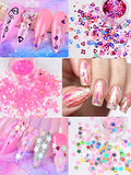 Warmfits Holographic Nail Glitters Pink Glitters Butterfly Flowers Bunny Circle Shaped Nail Glitters Easter Day Nail Designs Sparkle Nail Sequins Mixed Size Powder for Craft Nail Art Painting 12 Boxes