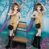 Proudoll 1/3 BJD Doll 60cm 24in SD Ball Jointed Dolls Fashion Girl Caroline Wig Cap Blouse Shorts Boots Crossbody Bag Free to Change DIY Girl Gift