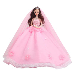 MAI&BAO Dolls Wedding Princess Evening Party Dress Clothes with Veil, Crown Kids Gift for Dolls Christmas Party Gifts,Decorative Dolls,Birthday Gifts,Wedding Gifts,45Cm,Pink