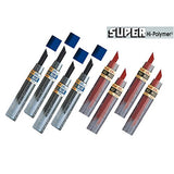 Pentel Lead Refills 0.5mm RED (4pcs.) + Blue (4pcs.), 12 Leads per Tube
