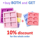 Rectangle Silicone Soap Molds - Set of 2 for 12 Cavities - Mixed Patterns - Soap Making Supplies by the Silly Pops