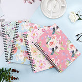 Spiral Notebooks for Women, 4 Pack Cute journals 6 × 8 Inch, A5 Size Hardcover Flower Notebooks School Supplies, College Ruled, Inner Pocket, 80 Sheets/160 Pages