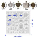 30 Pieces 5 Styles Pendant Trays- Round & Square & Heart & Teardrop & Oval,and 1 Pcs Silicone Resin Jewelry Casting Molds for Pendant Crafting DIY Jewelry Gift Making