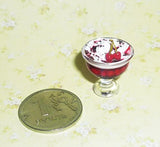 Desserts, ice cream, jelly, candy, cream, sweet table,peaches, fruit salad. (3 pieces) Dollhouse miniature 1:12