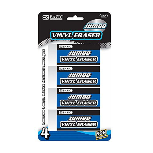 BAZIC Jumbo Vinyl Eraser (4/Pack)