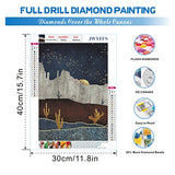 JWYFFS 4 Pack DIY 5D Diamond Painting Kit, Cactus Diamond Art Painting, Moon Diamond Painting for Relaxation and Home Wall Decor Rhinestone Painting 12 X 16 Inch with Tools