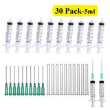 30Pcs 5ml Syringes with 21G Needles and Caps,Disposable Plastic Syringe for Industrial Use,Garden,Painting,Scientific Labs,with Measurement