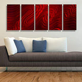 Statements2000 Large Abstract Metal Wall Art Sculpture Panels by Jon Allen, Red, 64" x 24" - Red Hypnotic Sands